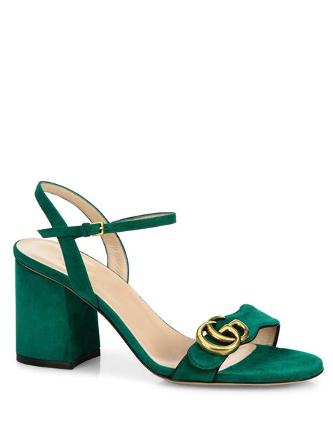 gucci marmont sandals green|Gucci Marmont open toe sandals.